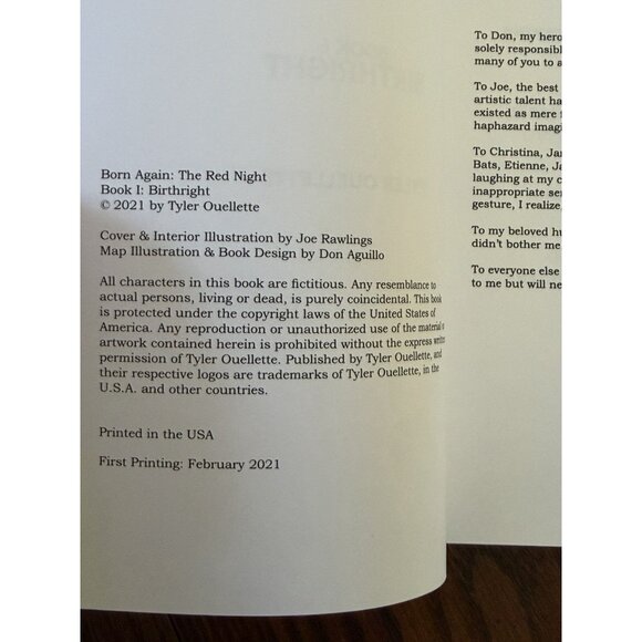 Born Again The Red Night Book 1 Birthright by Tyler Ouellette First Printing - Picture 3 of 3